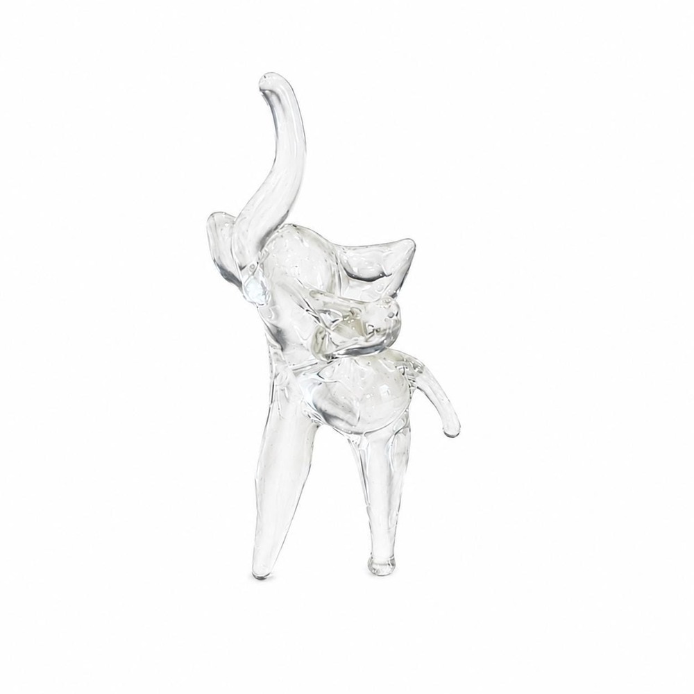Vintage Hand Blown Clear Art Glass Elephant Figurine Miniature 2" Unmarked